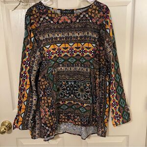 Gracia Multicolor Bohemian Women's Top Cotton